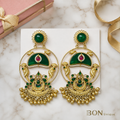 Emerald Peacock Chandbali Earring close-up detail