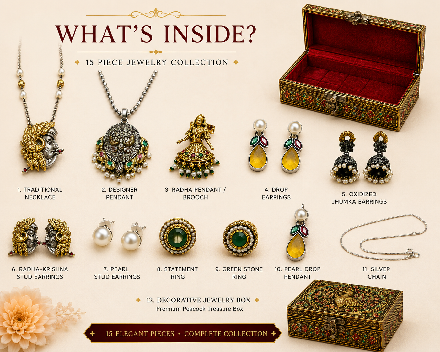 Traditional Jewelry Gift Box + 10 Pieces of Traditional Jewelry