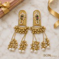 Gold Arch Ghungroo Drop Earrings close-up detail