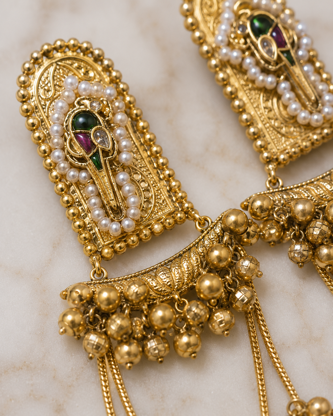 Gold Arch Ghungroo Drop Earrings in BON Unique gift box