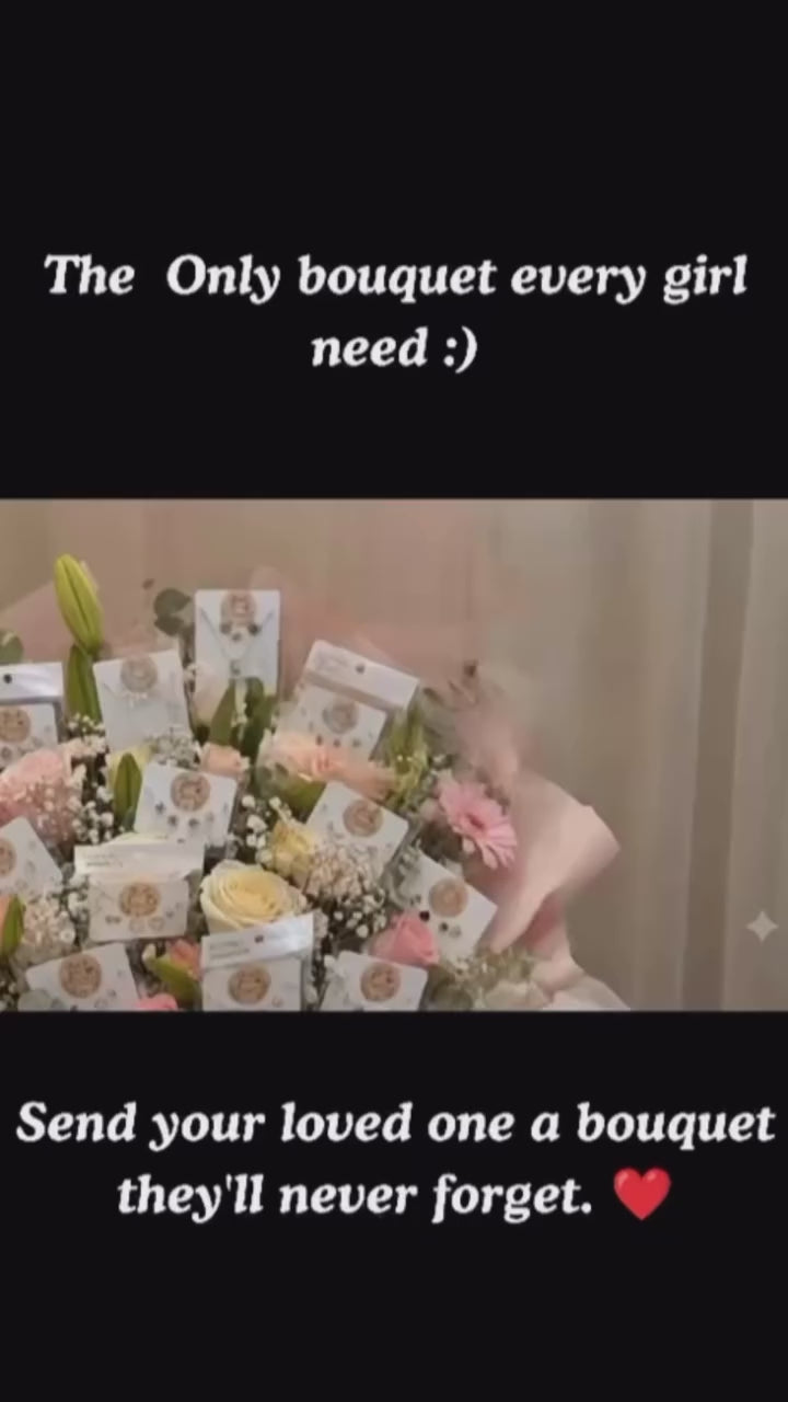 Jewellery Flower Bouquet || Classic Bouquet — 10 jewellery pieces + real flowers |